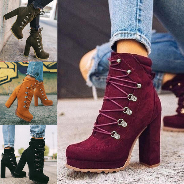 Rose – Damenstiefel mit Schnürung und hohem Absatz