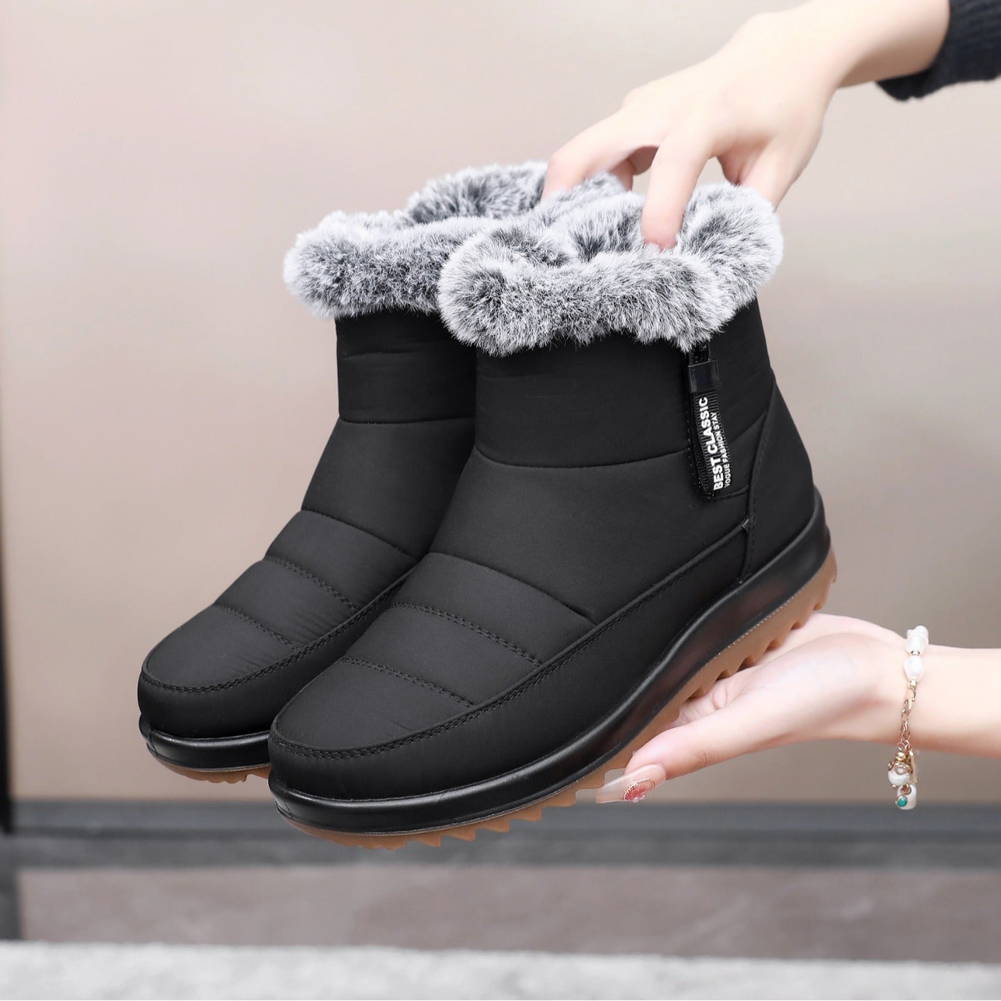 Anna – Warme Damenstiefeletten mit Seitenreißverschluss und Fleece
