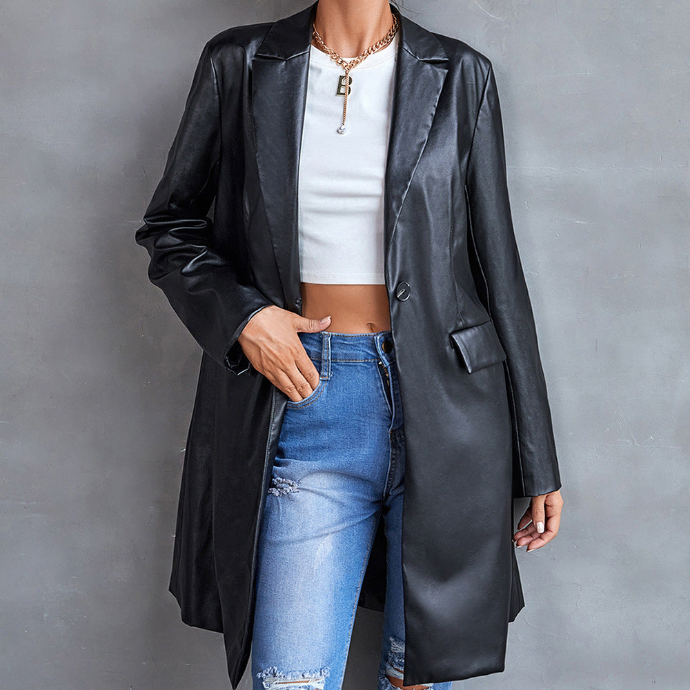 Jean – Schlanker Damen-Leder-Windbreaker-Blazer