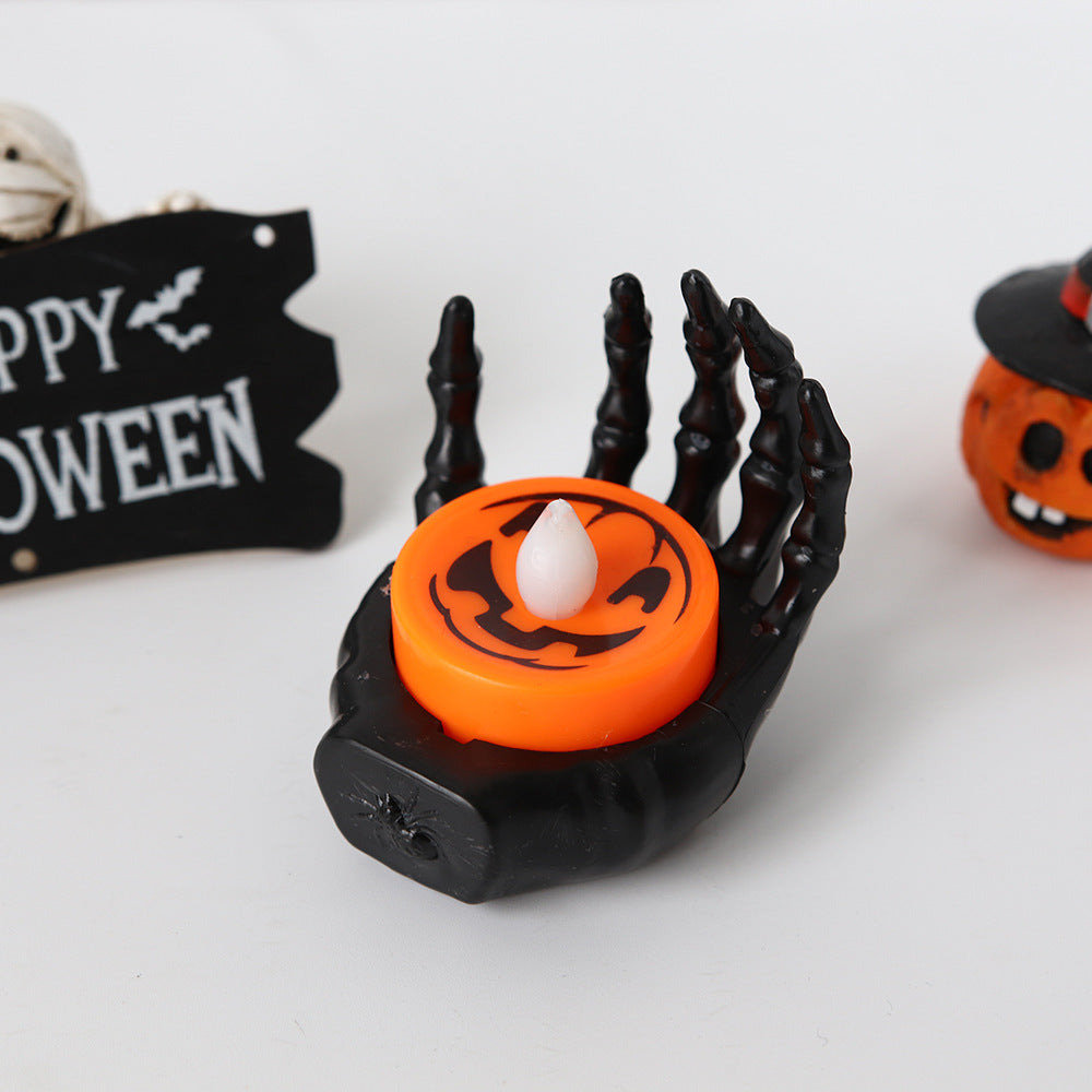 Halloween Deko LED Skelett-Hand Teelichthalter – Gruselige Tischdeko für Halloween-Partys
