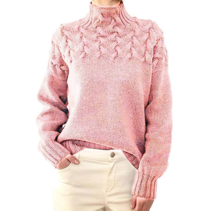 Aaron – Modischer Pullover mit Zopfstrick und hohem Kragen