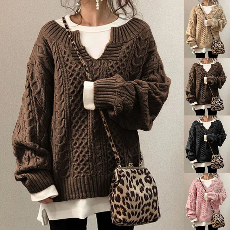 Linda – Lässiger Damenstrickpullover mit Leinenmuster