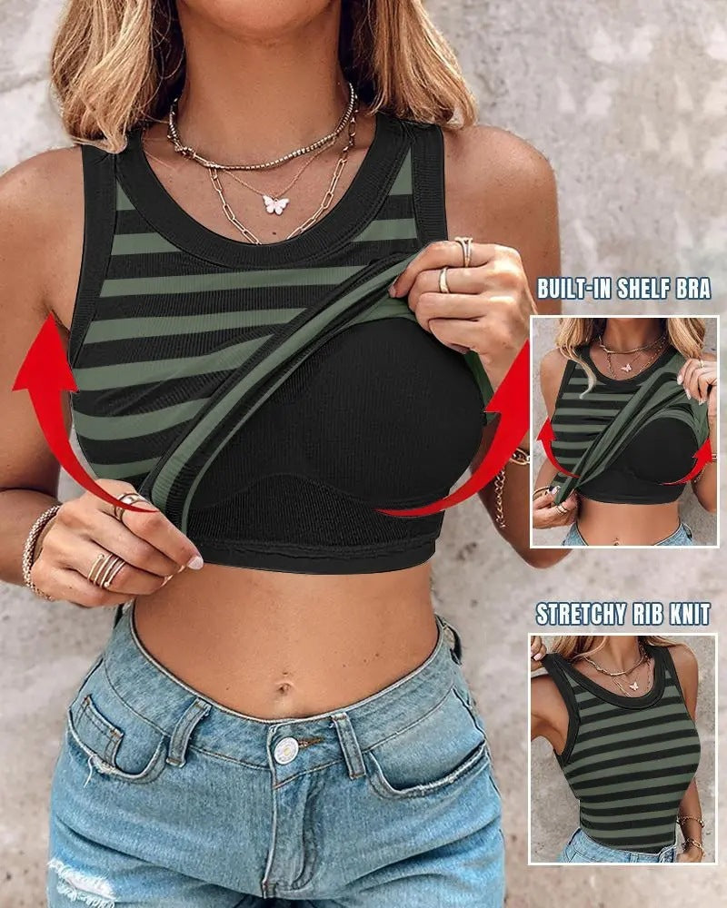 Mary – Slim-fit Gestreifte Weste mit Bralette