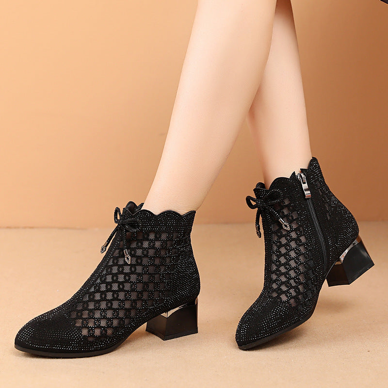 Amy – Sommerliche Damen-Stiefeletten mit Mesh und Cutouts