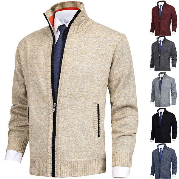 Aidan – Solide Herrenstrickjacke mit Stehkragen