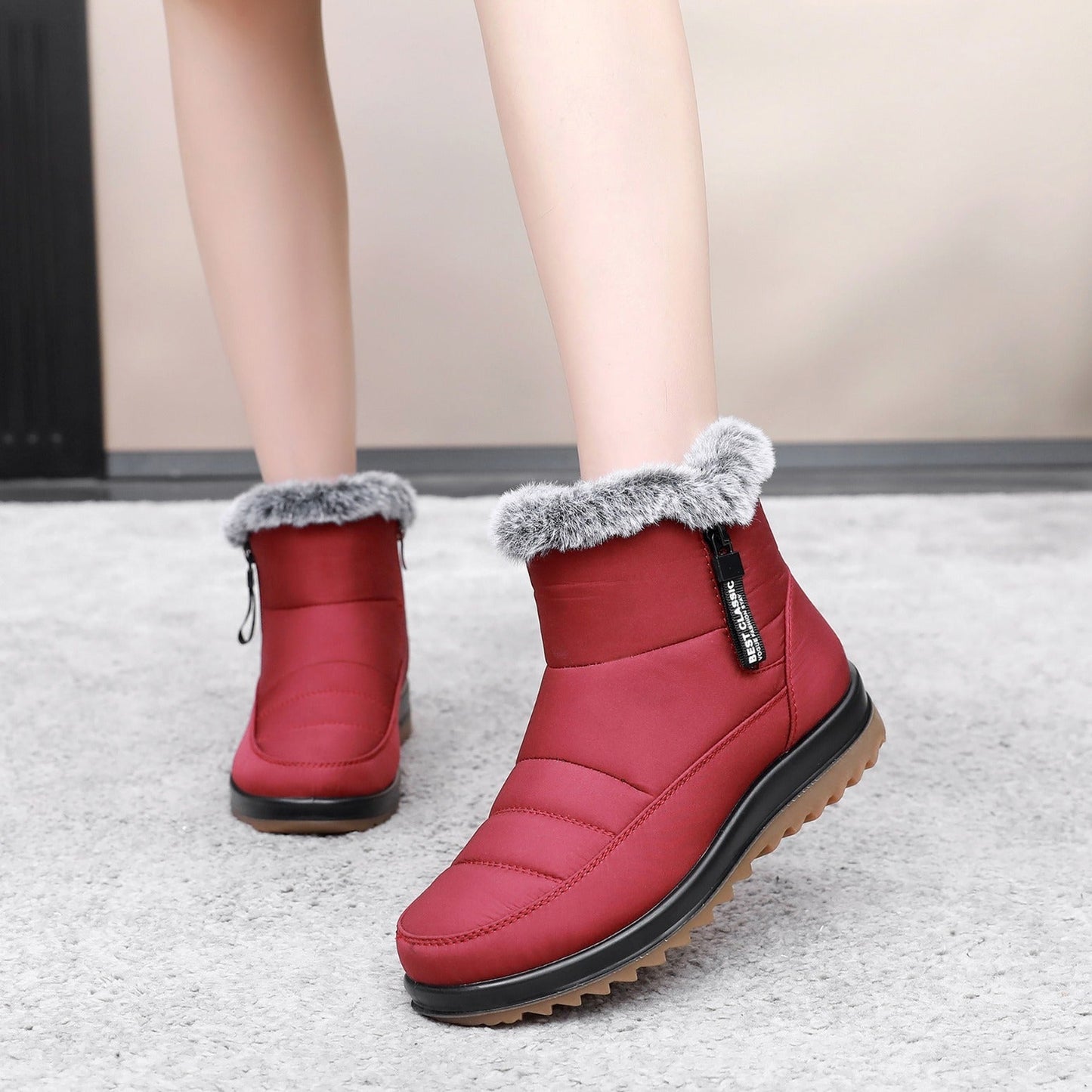 Anna – Warme Damenstiefeletten mit Seitenreißverschluss und Fleece