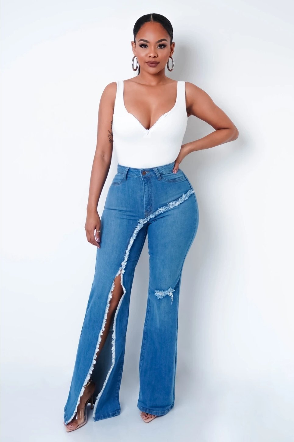 Julie – Elastische Zerrissene Schlagjeans für Damen