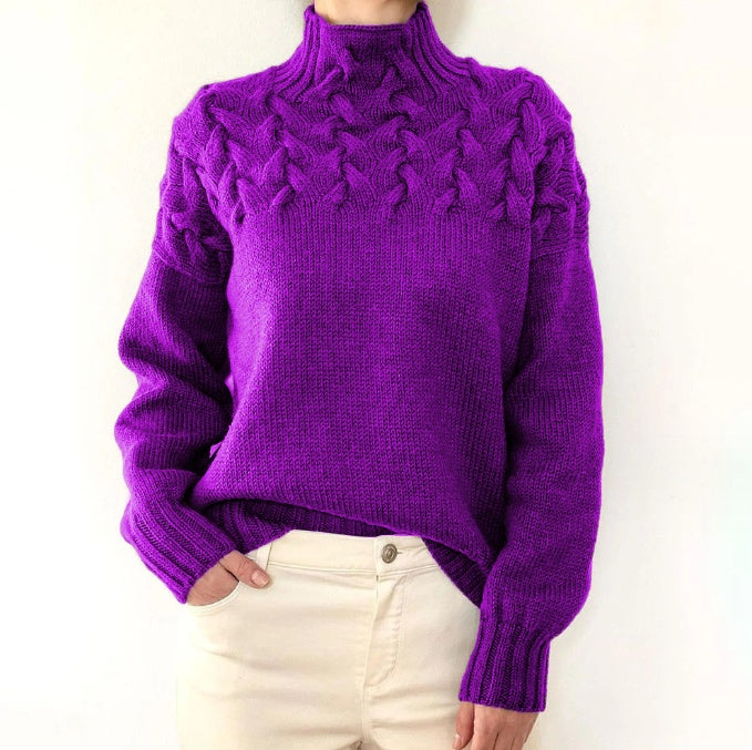 Aaron – Modischer Pullover mit Zopfstrick und hohem Kragen