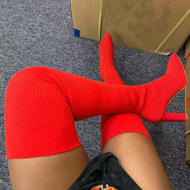 Lynda – Überknie-Stiefel mit Spitzem Zeh und Hohem Absatz