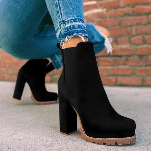 Wendy – Damen Stiefeletten mit Leopardenmuster und Hohem Blockabsatz