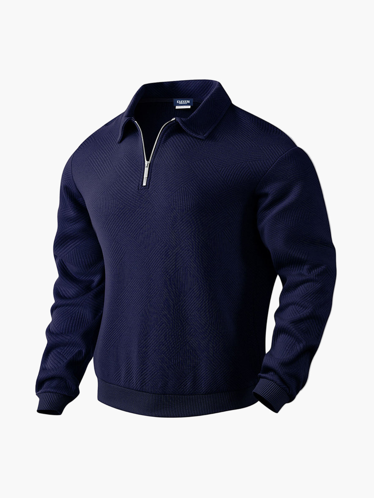 Herren Pullover mit Halbzipp und dezentem Muster – Smart-Casual & Büro-Look