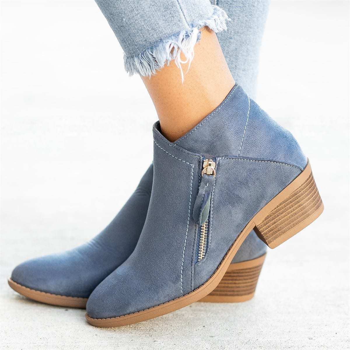 Zoe – Damenstiefeletten mit Seitlichem Reißverschluss und Niedrigem Absatz