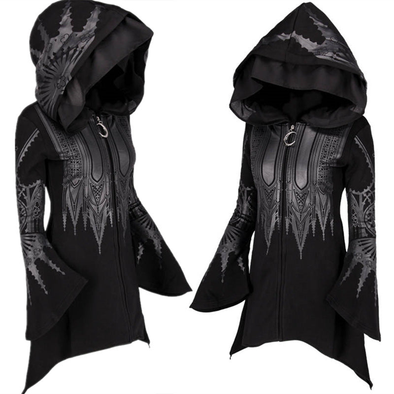 Esme – Punk Frauen Kapuzenpullover mit Langem Schnitt und Druck