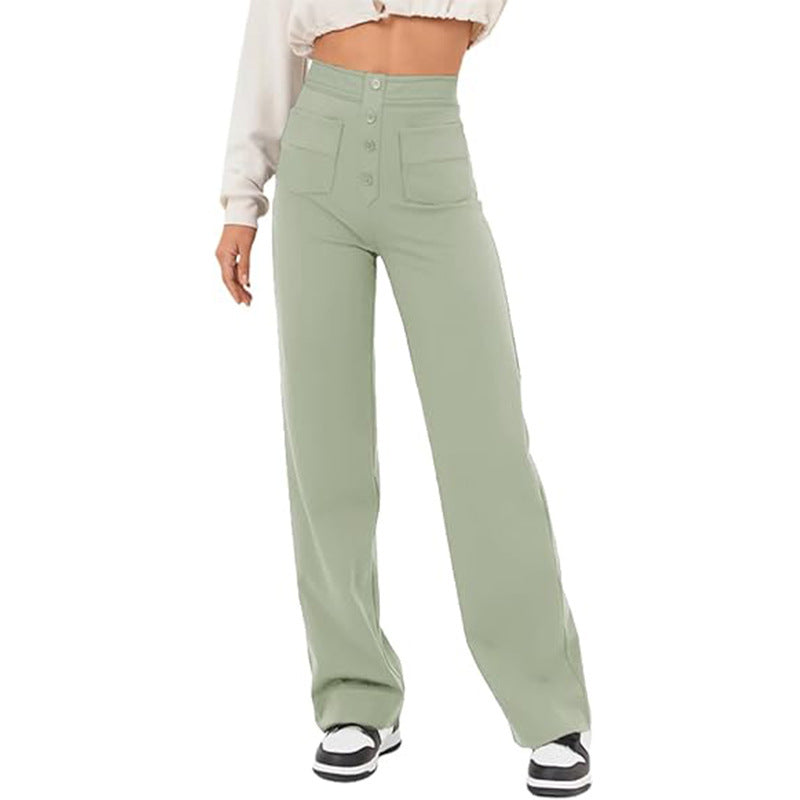 Carly – Weite Damenhose mit Taschen und Knopfdetails
