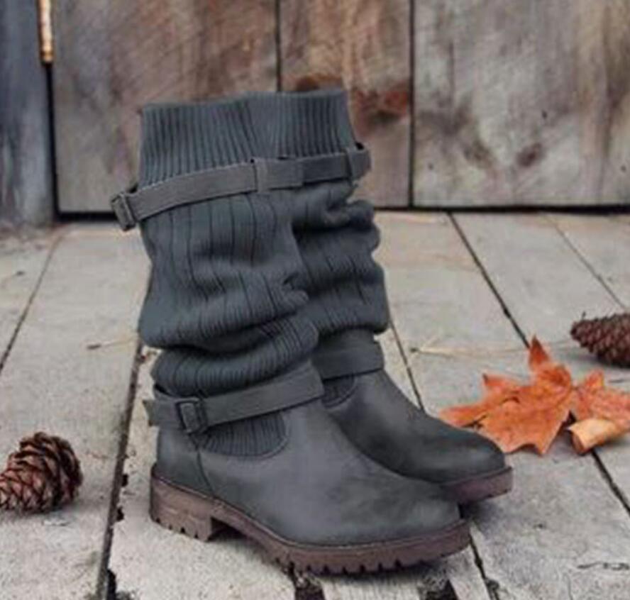Lydia – Warme Winterstiefeletten aus Strickwolle und Plüsch
