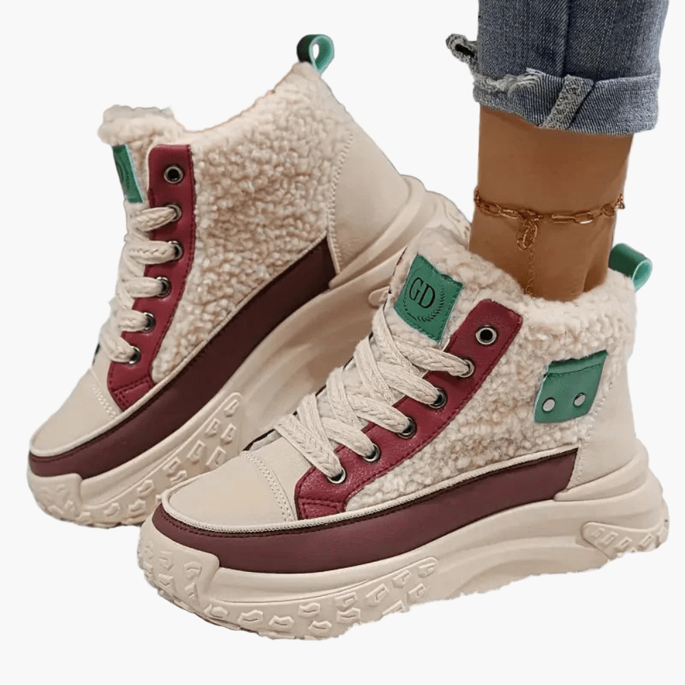 Damen Winter Sneaker Stiefeletten – Modische High Top Schuhe mit Warmfutter und Plateau-Sohle