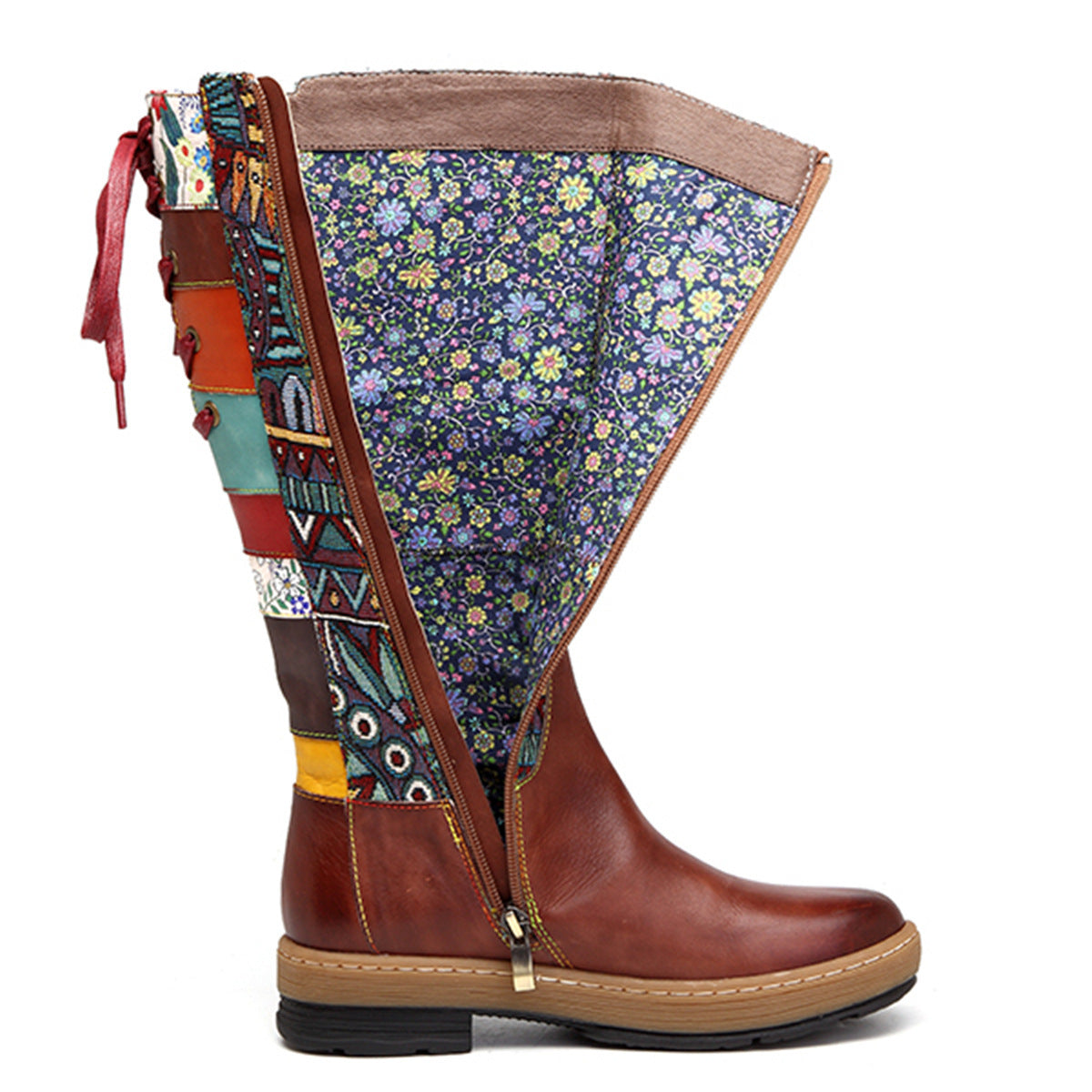Christina – Bohemian Retro Motorradstiefel aus Echtleder