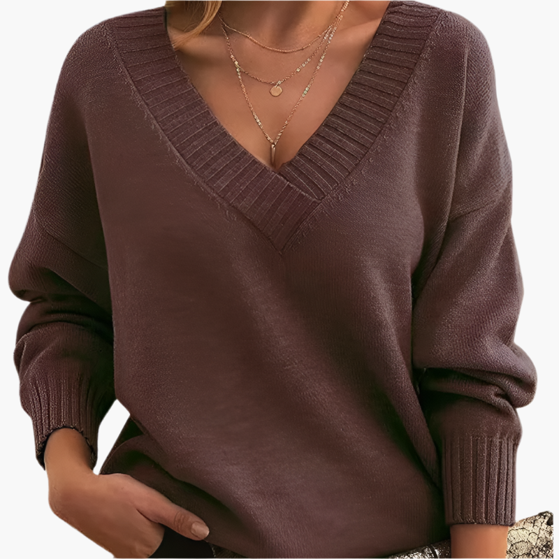 Damen Pullover V-Ausschnitt Strickpullover Elegant Freizeitmode für Winter