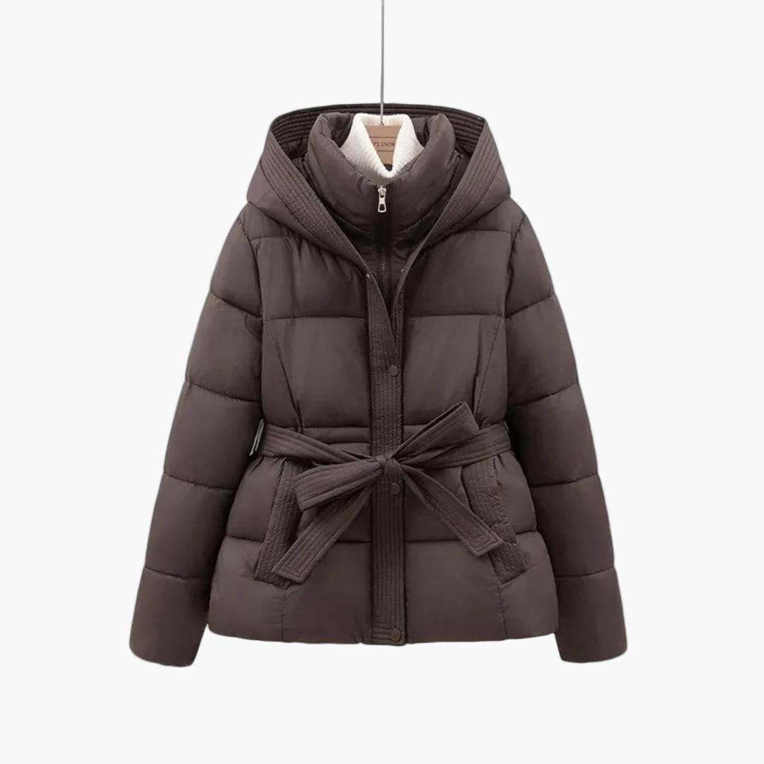 Damen Winter Steppjacke Parka mit Gürtel – Modischer Outdoor Mantel