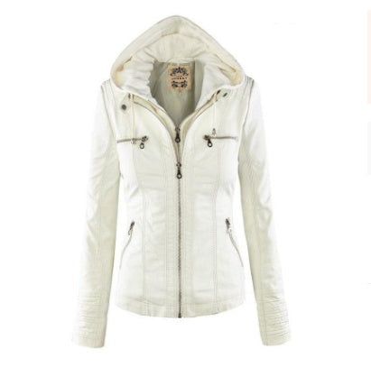 Lucy – Lederjacke mit Abnehmbarer Kapuze und Taschen