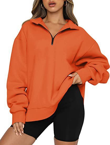 Margaret – Damen-Pullover mit Reißverschluss und Umschlagkragen