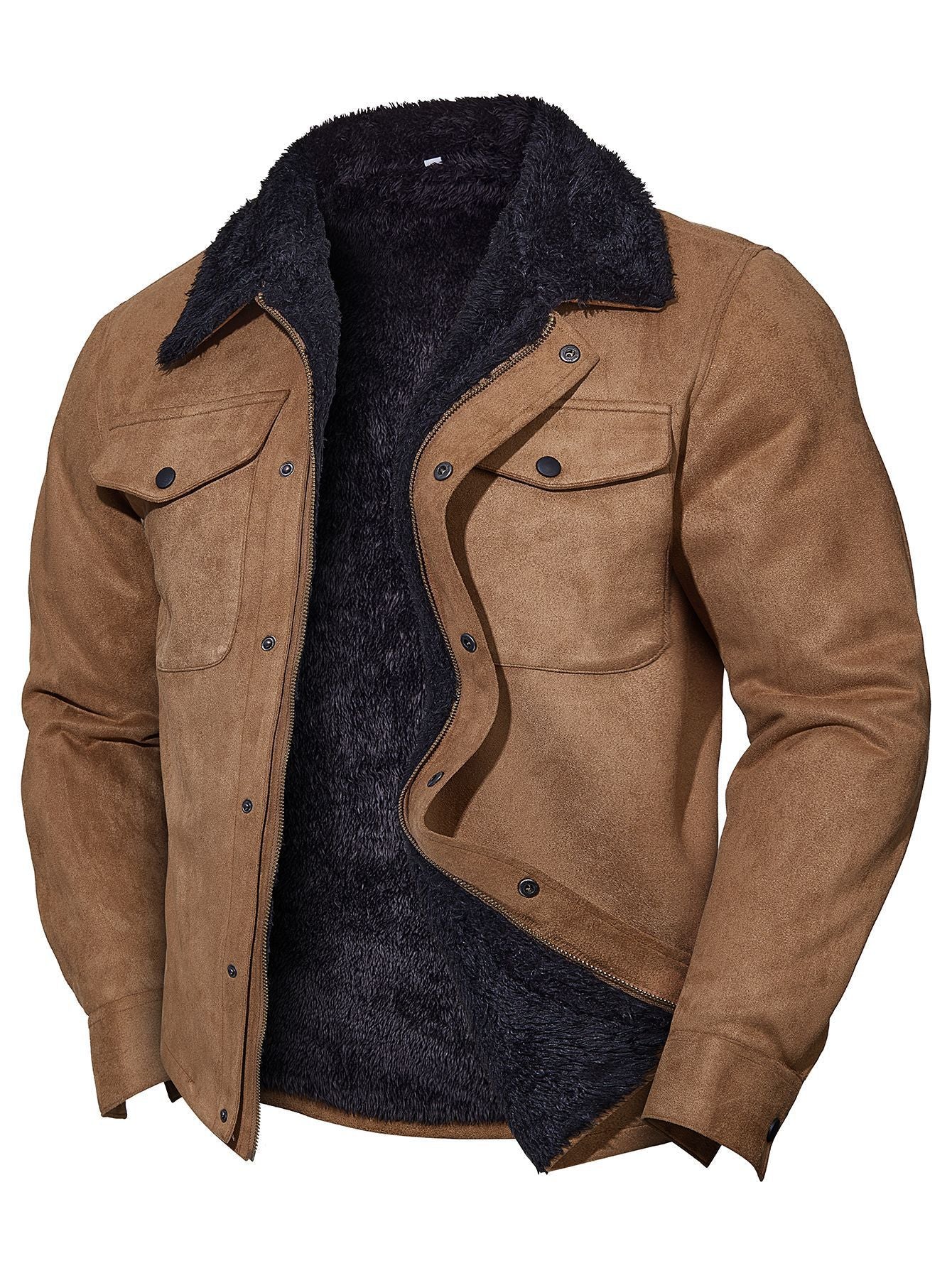 John – Lässiger Vintage-Herrenmantel aus Wildleder mit Revers