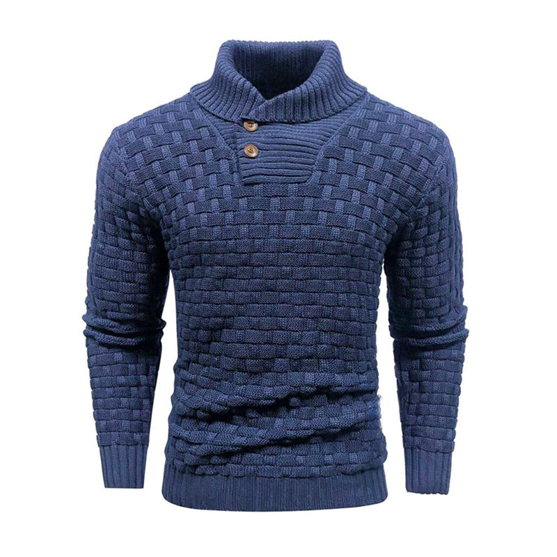 Thomas – Schlanker Herrenrollkragenpullover mit Knopfdesign