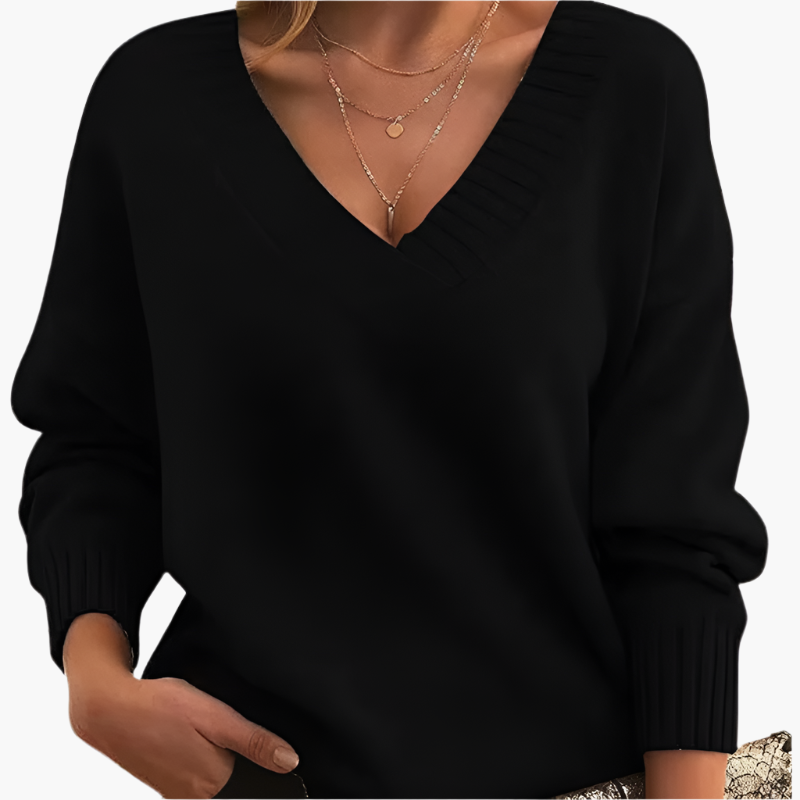 Damen Pullover V-Ausschnitt Strickpullover Elegant Freizeitmode für Winter