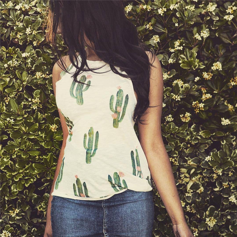 Melanie – Sommerliches Damen T-Shirt mit Kaktus-Print im Harajuku-Stil