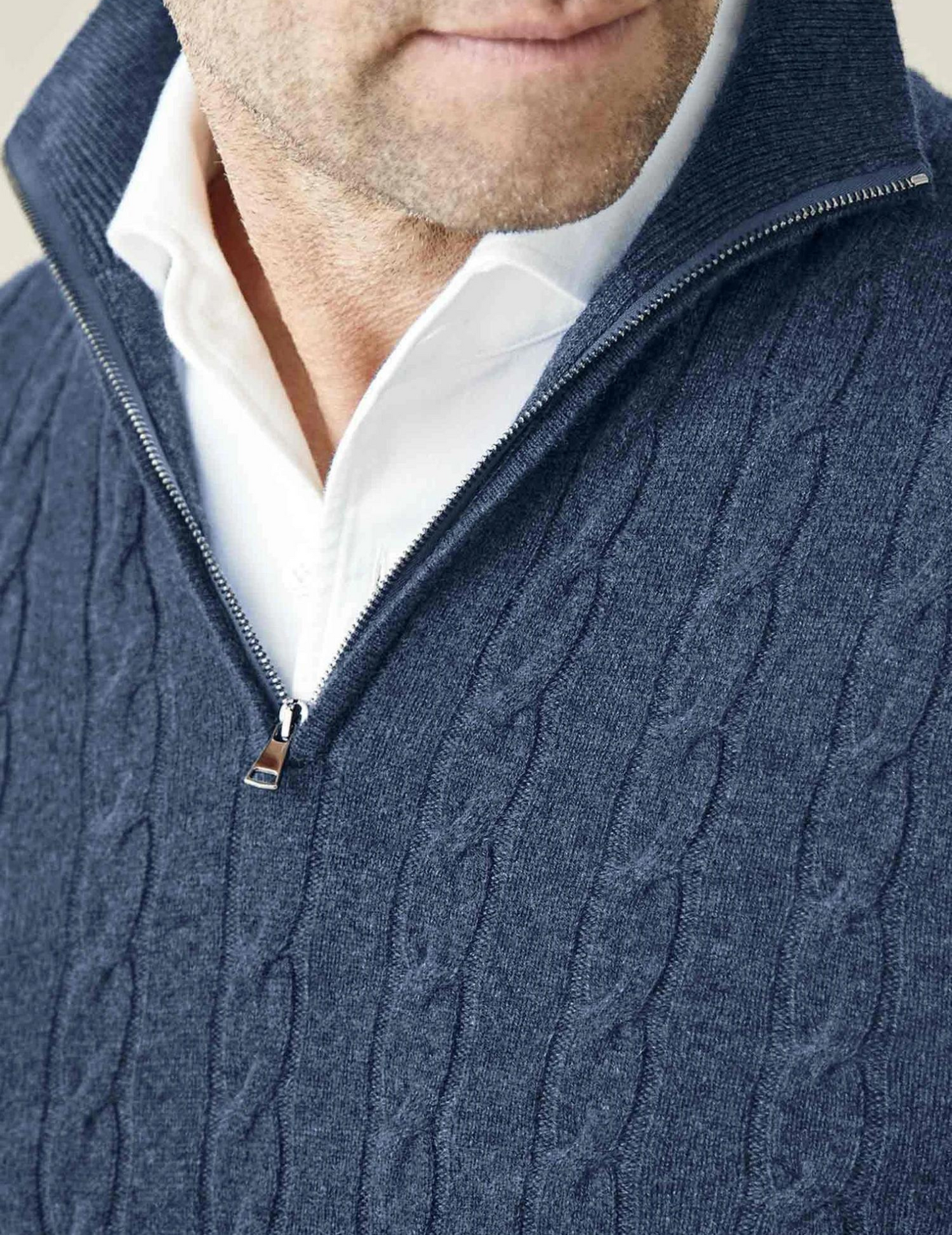 Herren Zopfmuster Strickpullover mit Reißverschluss – Eleganter Freizeit- und Business-Look
