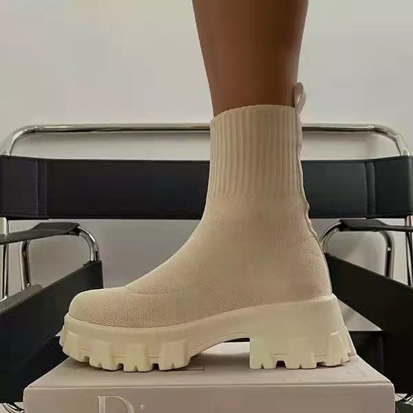 Dawn – Damen Sockenstiefel mit Plateau und klobigen Absätzen
