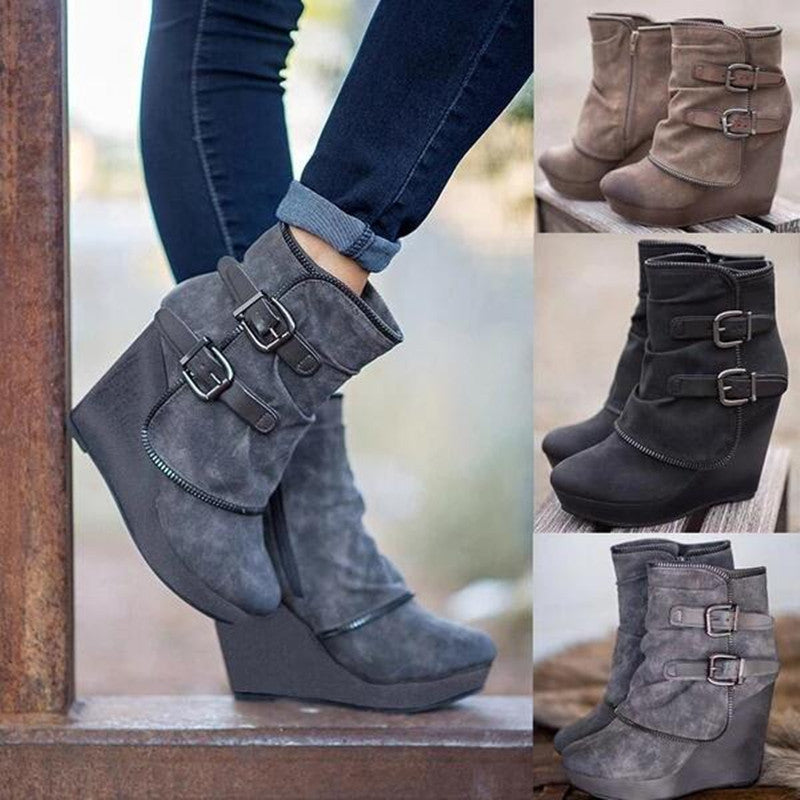 Lynda – Winterliche Plateau-Stiefeletten mit Keilabsatz