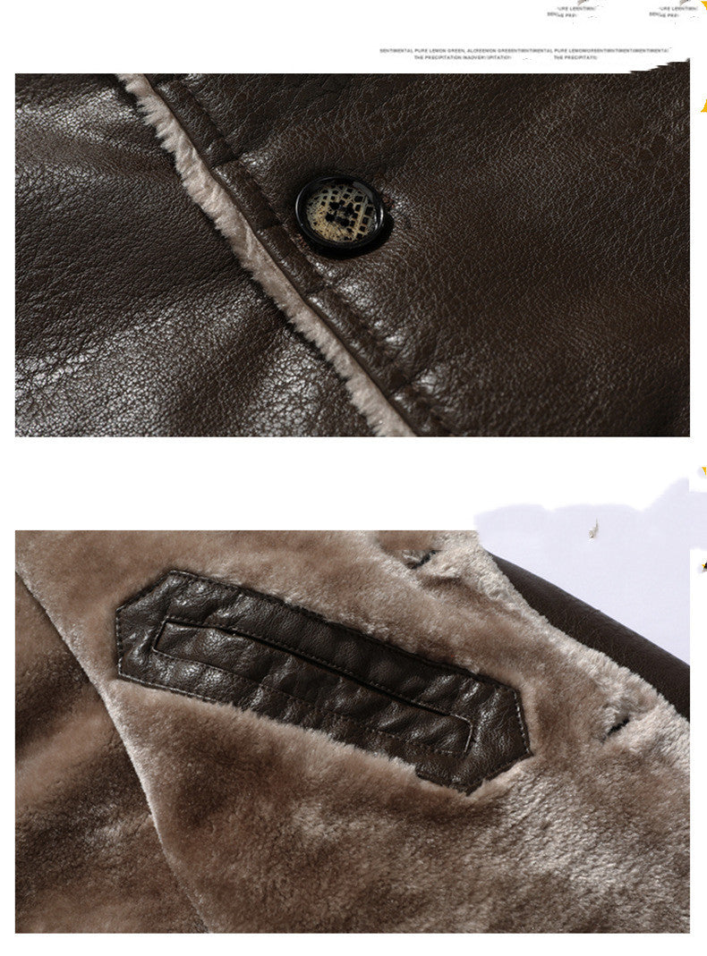 Philip – Langer Herrenmantel aus veganem Leder mit Fleecefutter