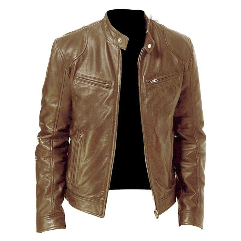 Reginald – Herrenjacke mit Stehkragen aus veganem Leder