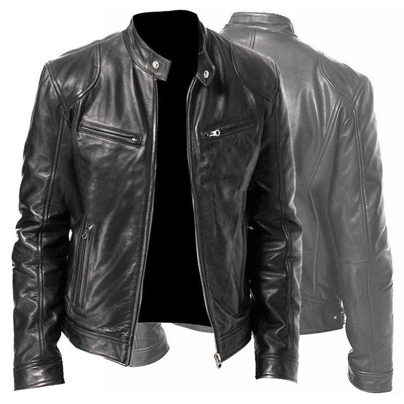 Reginald – Herrenjacke mit Stehkragen aus veganem Leder