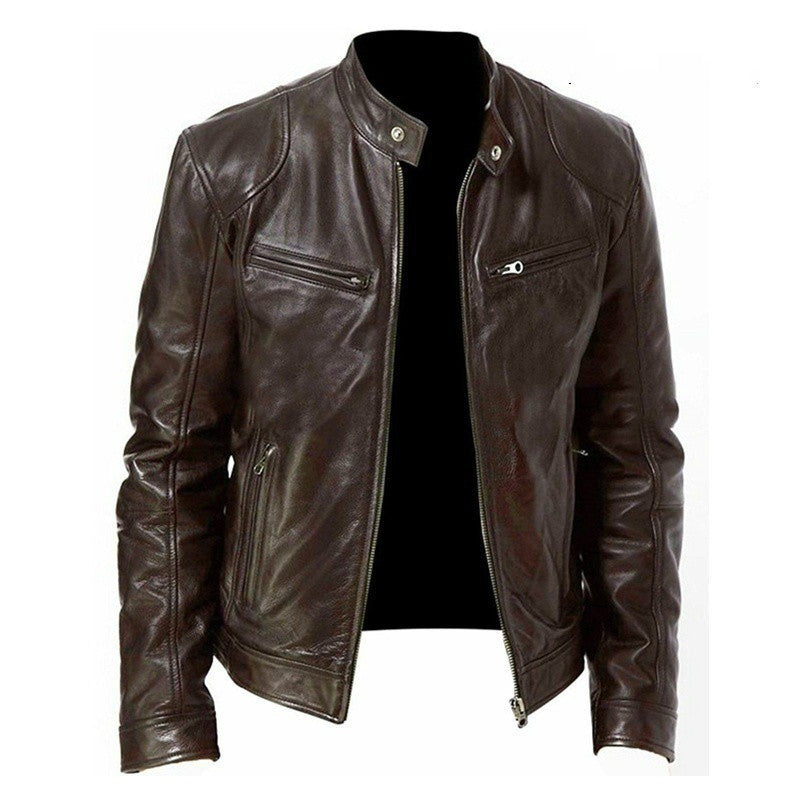 Reginald – Herrenjacke mit Stehkragen aus veganem Leder