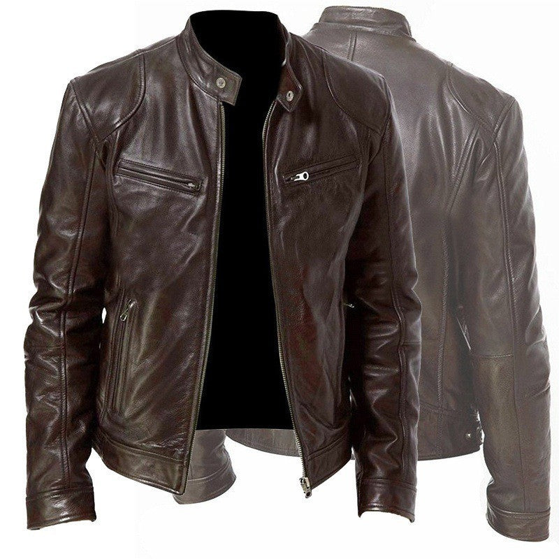 Reginald – Herrenjacke mit Stehkragen aus veganem Leder