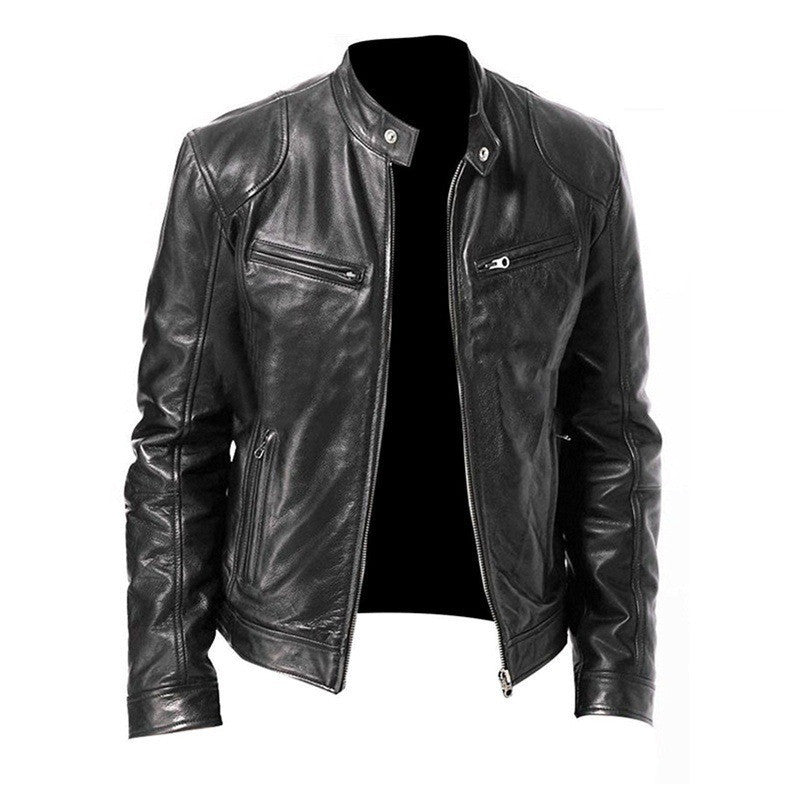 Reginald – Herrenjacke mit Stehkragen aus veganem Leder