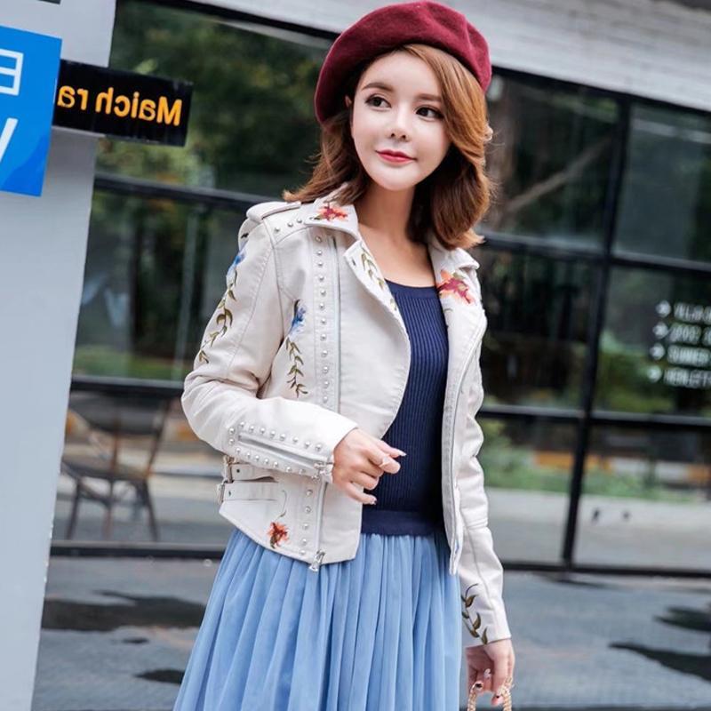 Melanie – Punk Kunstlederjacke in Weiß für Damen