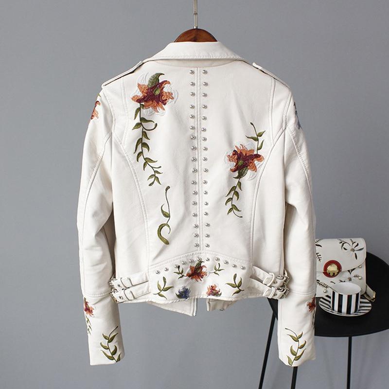 Melanie – Punk Kunstlederjacke in Weiß für Damen