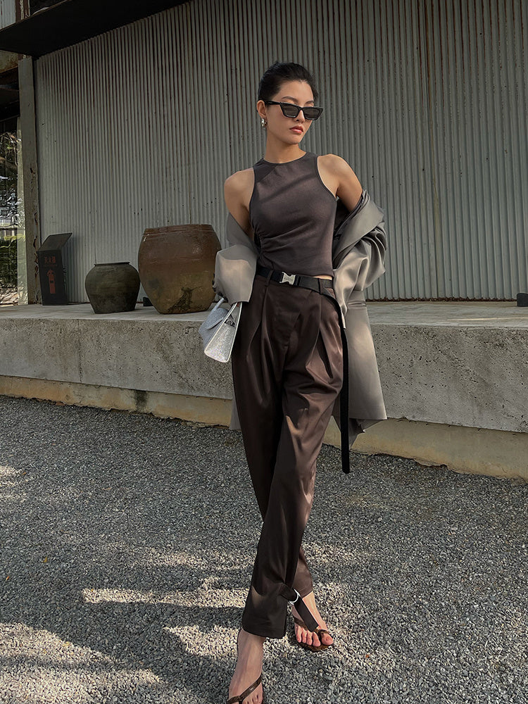 Charlotte – Damen Hochtaillierte Weite Hosen