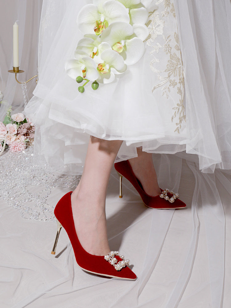 Tara – Stiletto-Hochzeitsschuhe mit Perlen und Strass