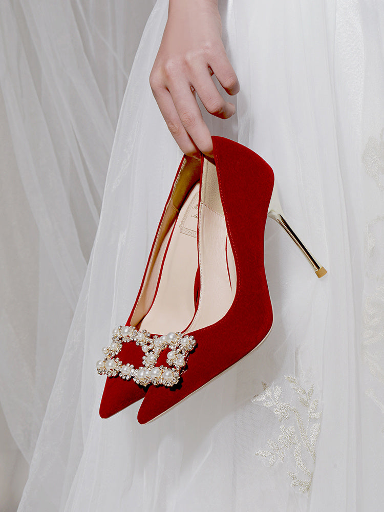 Tara – Stiletto-Hochzeitsschuhe mit Perlen und Strass
