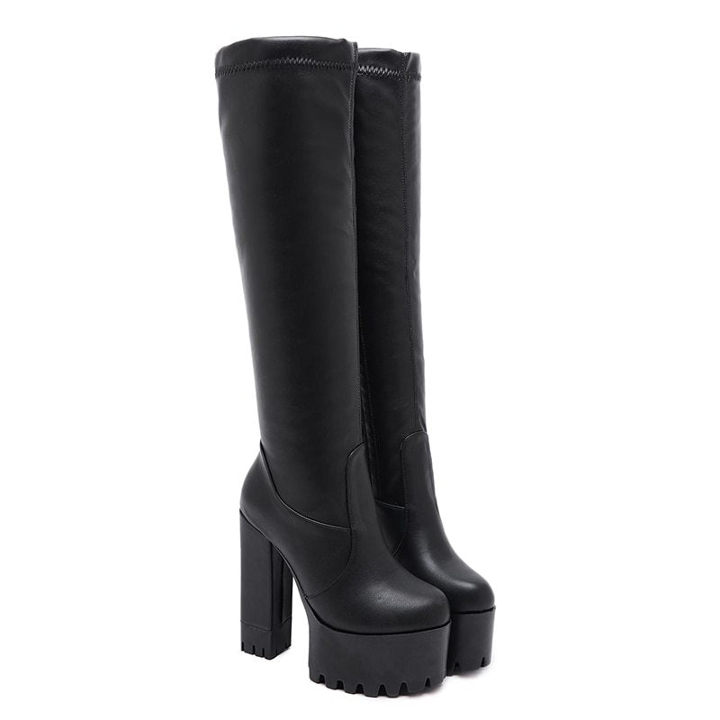 Sophia – Kniehohe Damenstiefel mit elastischem Schaft