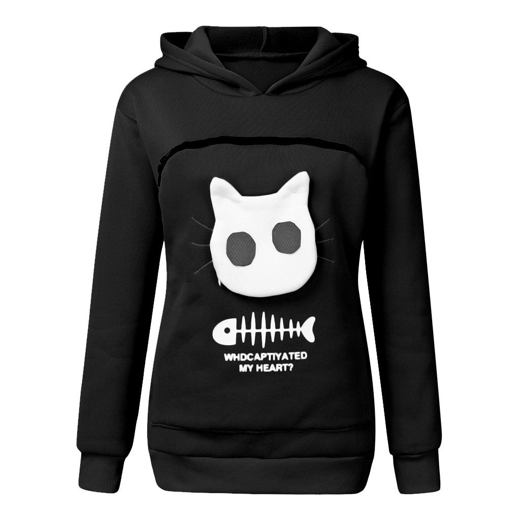 Karen – Damen Kapuzenpullover mit Katzen-Taschen-Design
