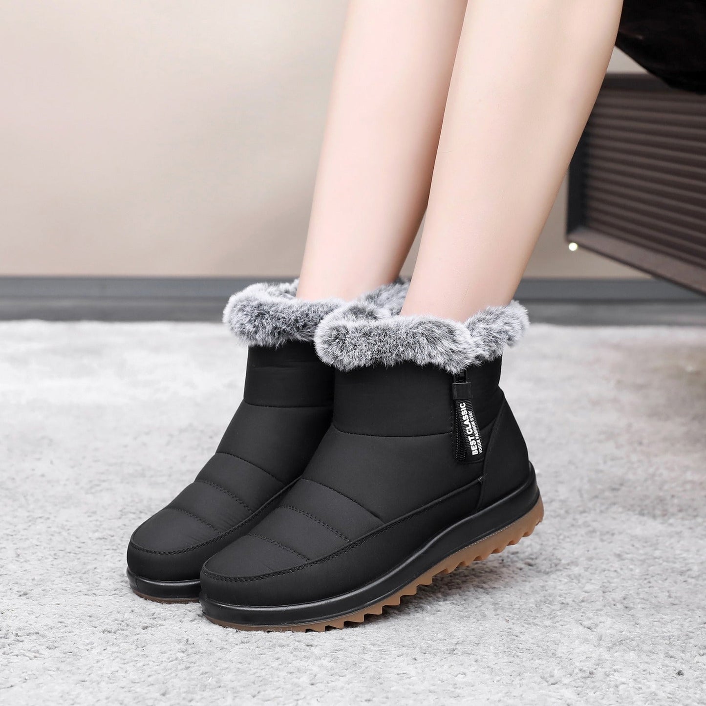 Anna – Warme Damenstiefeletten mit Seitenreißverschluss und Fleece