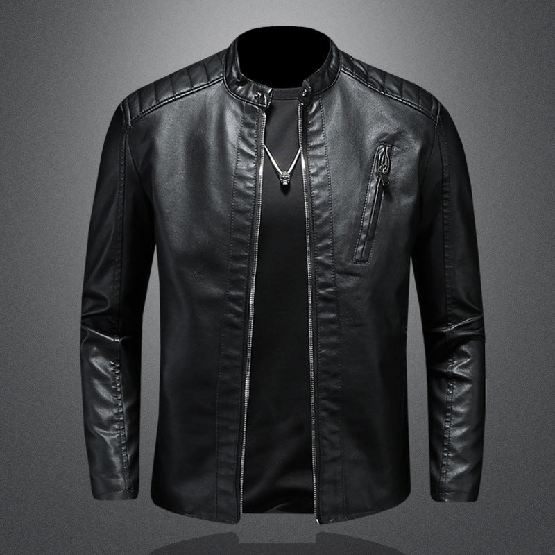 Gregory – Große Größen Herrenjacke aus veganem Leder mit Stehkragen