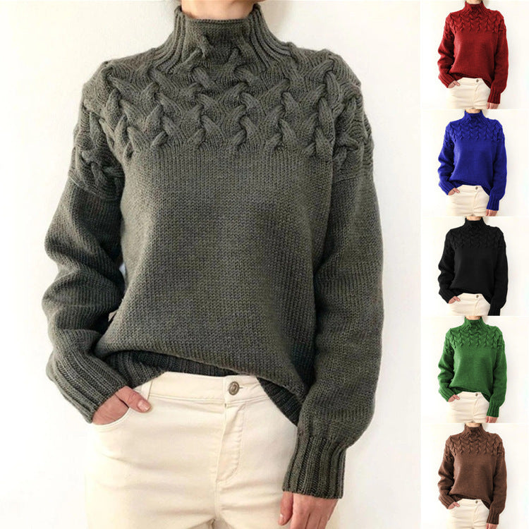 Aaron – Modischer Pullover mit Zopfstrick und hohem Kragen