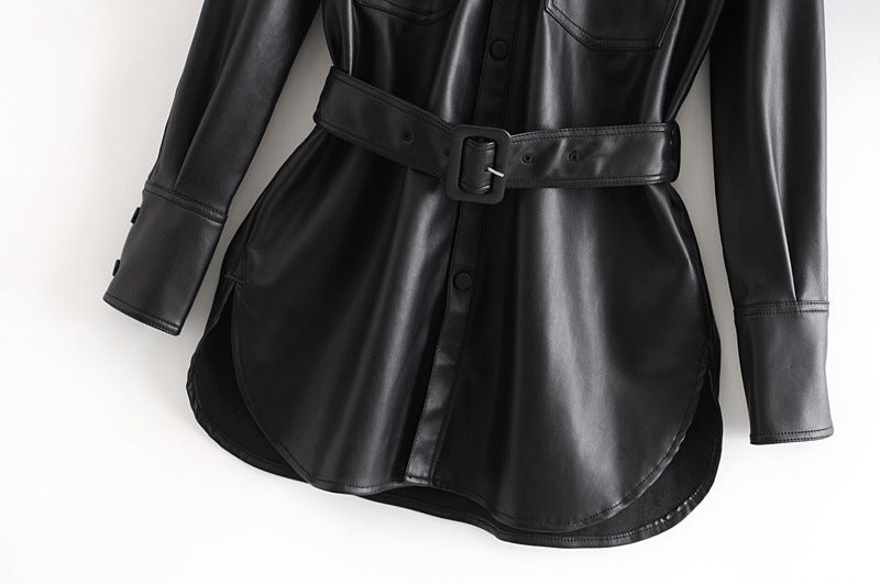 Mary – Mittellanges PU-Leder Oberteil