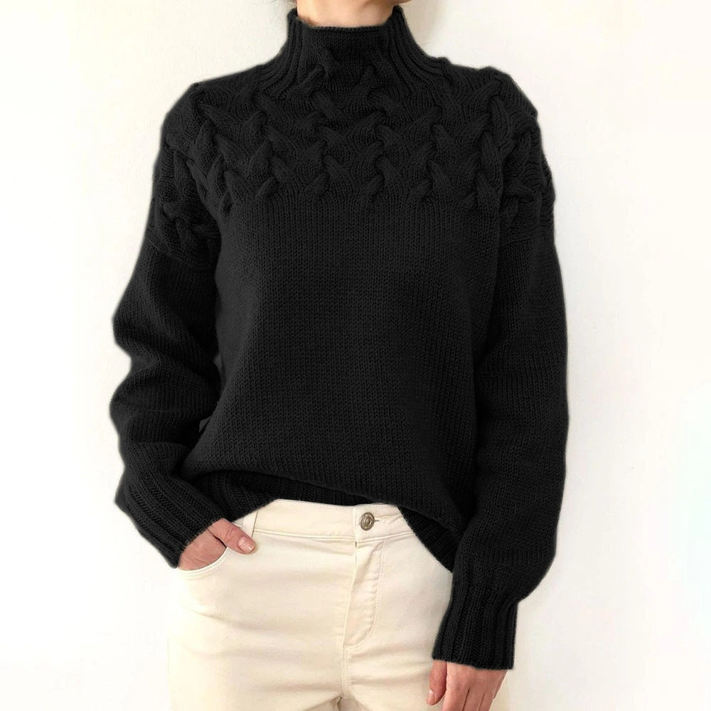 Aaron – Modischer Pullover mit Zopfstrick und hohem Kragen